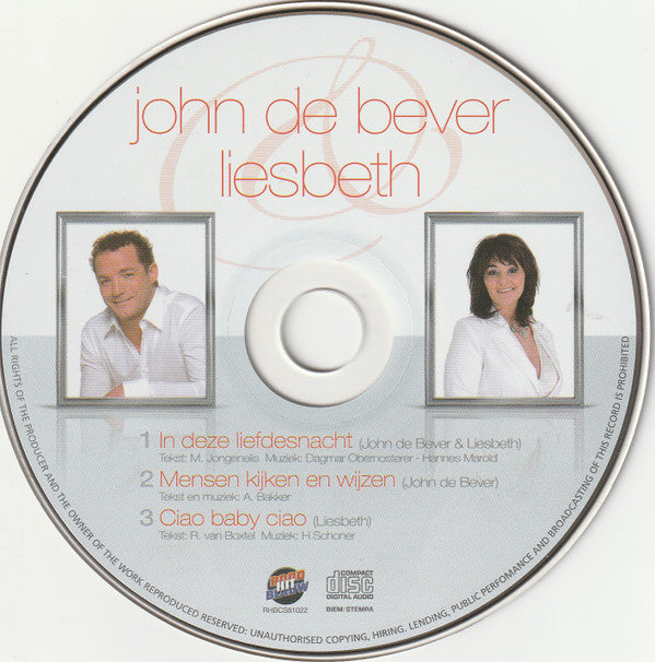 John De Bever & Liesbeth : In Deze Liefdesnacht (CD, Single)