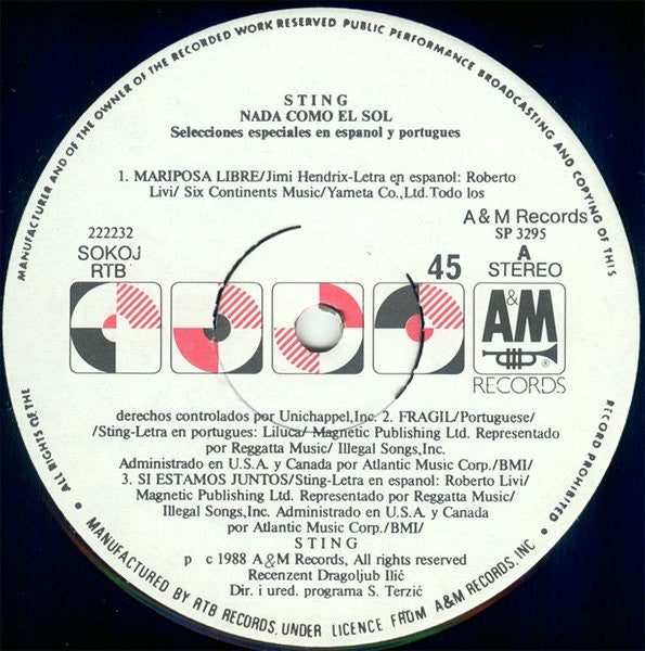 Sting : ...Nada Como El Sol (12", MiniAlbum)