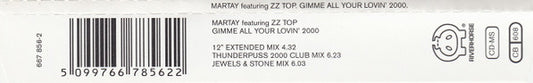 Martay Featuring ZZ Top : Gimme All Your Lovin' 2000 (CD, Maxi)