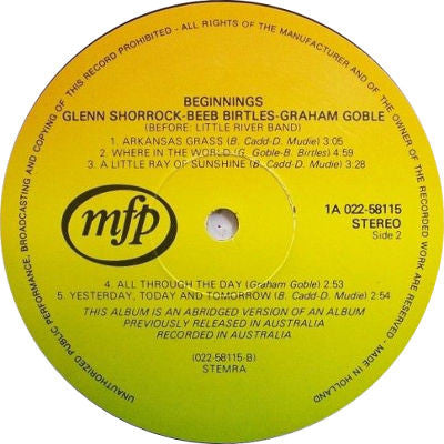 Glenn Shorrock • Beeb Birtles • Graham Goble : Before: Little River Band (LP, Comp, RE)