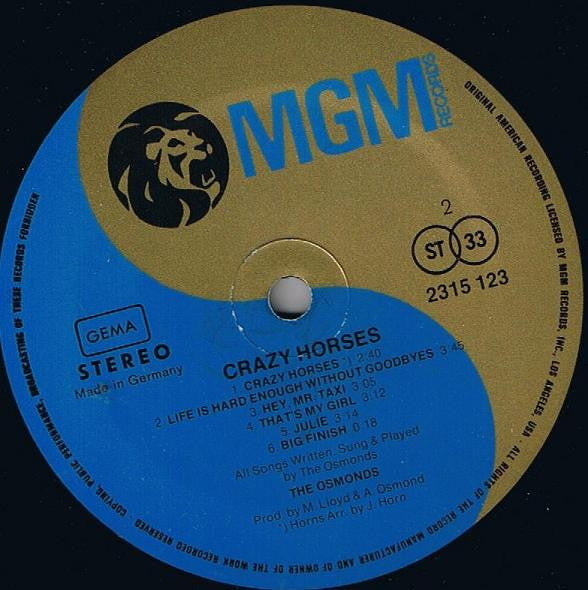 The Osmonds : Crazy Horses (LP, Album)