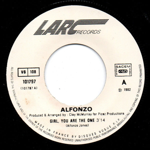 Alfonzo : Girl, You Are The One / Low Down (7", Single)