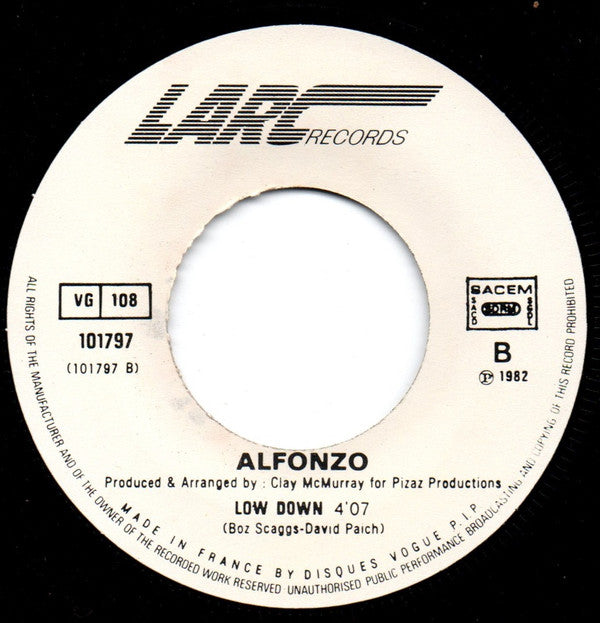 Alfonzo : Girl, You Are The One / Low Down (7", Single)