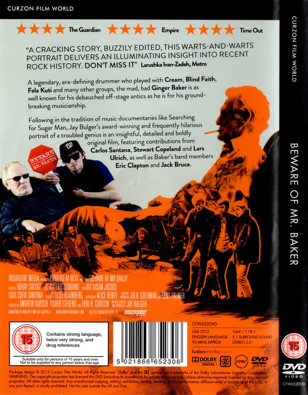 Ginger Baker : Beware Of Mr. Baker (DVD, PAL)