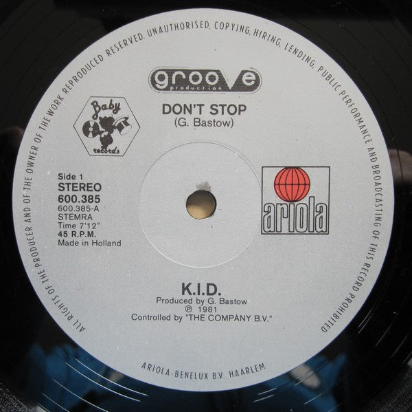 K.I.D. : Don't Stop (12", Single)