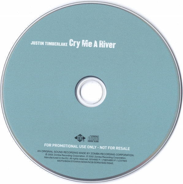 Justin Timberlake : Cry Me A River (CD, Single, Promo)