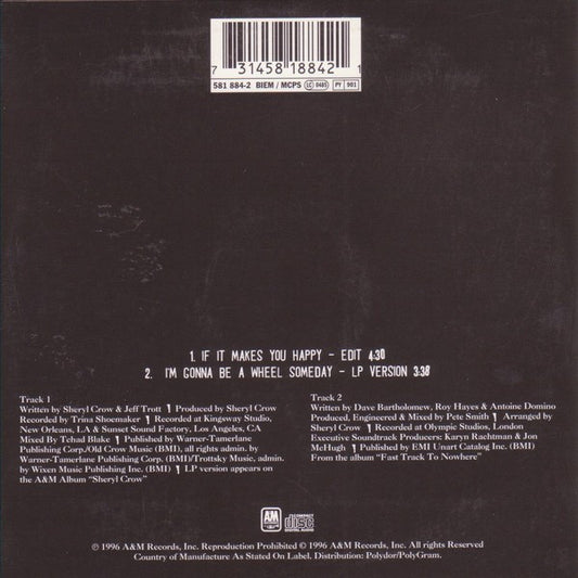 Sheryl Crow : If It Makes You Happy (CD, Single, Car)