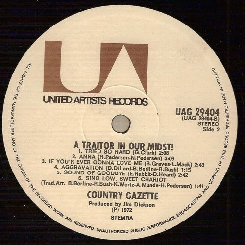 Country Gazette : A Traitor In Our Midst! (LP, Gat)