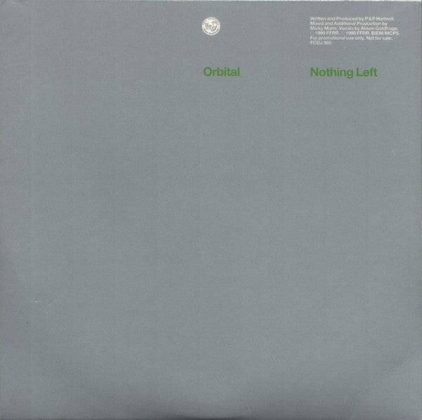 Orbital : Nothing Left (CD, Single, Promo)