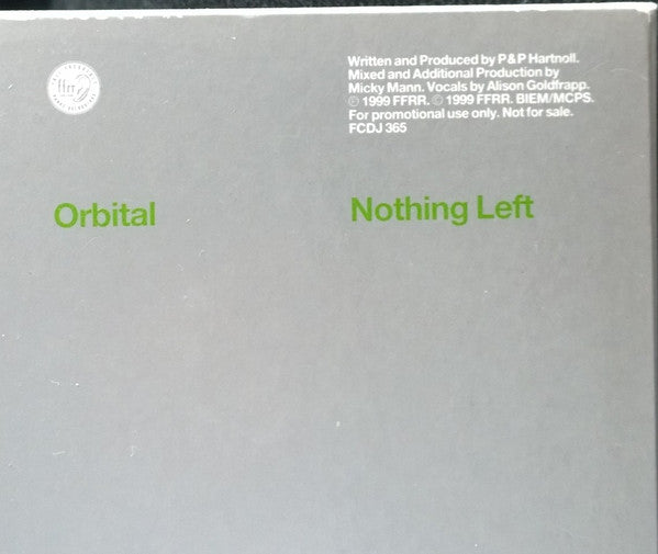 Orbital : Nothing Left (CD, Single, Promo)