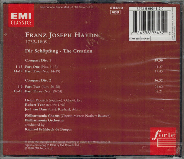 Joseph Haydn - Helen Donath • Robert Tear • José van Dam - Rafael Frühbeck De Burgos : Die Schöpfung (2xCD, Album, RE, RM)