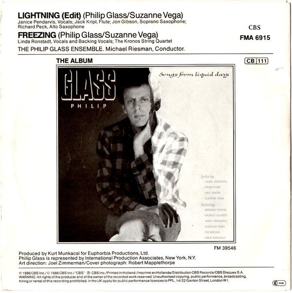 Philip Glass : Lightning (Edit) (7", Single)