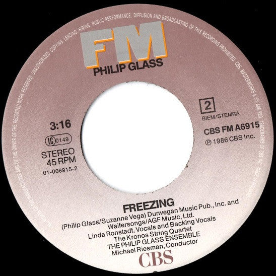 Philip Glass : Lightning (Edit) (7", Single)