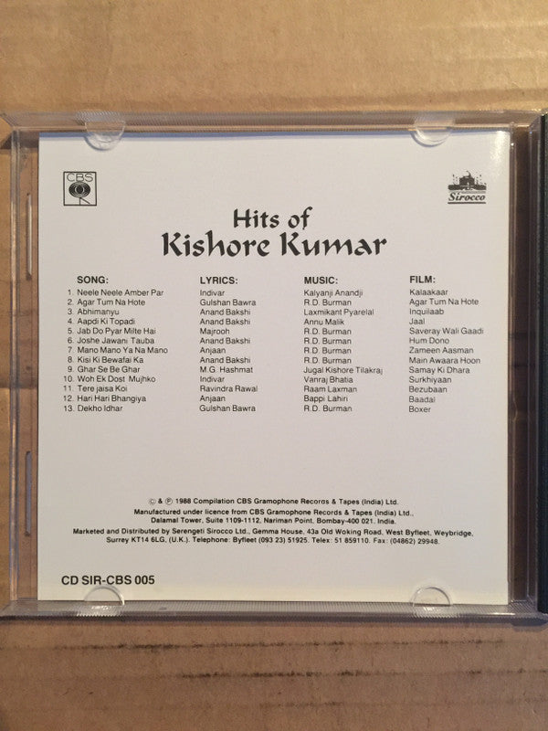 Kishore Kumar : Hits Of Kishore Kumar (CD, Comp)