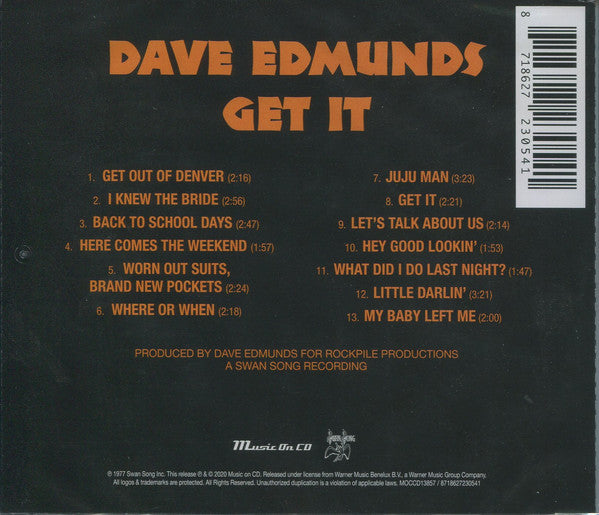Dave Edmunds : Get It (CD, Album, RE)