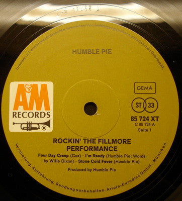 Humble Pie : Performance: Rockin' The Fillmore (2xLP, Album, RE)