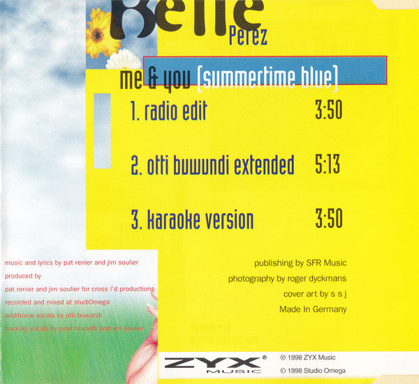 Pat & Jim Featuring Belle Perez : Me & You (Summertime Blue) (CD, Maxi)