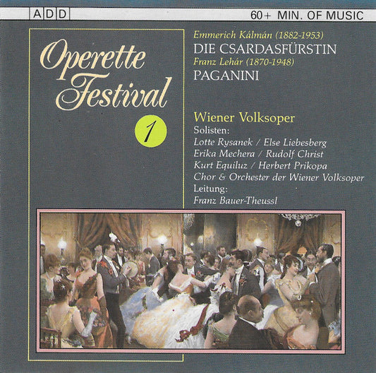 Solisten Der Wiener Volksoper, Franz Lehár, Emmerich Kálmán : Operette Festival 1. Die Csárdasfürstin / Paganini (CD, Comp)
