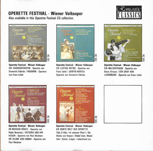 Solisten Der Wiener Volksoper, Franz Lehár, Emmerich Kálmán : Operette Festival 1. Die Csárdasfürstin / Paganini (CD, Comp)