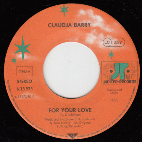 Claudja Barry : For Your Love (7", Single, Promo)