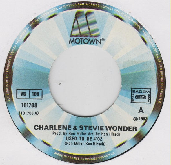 Charlene & Stevie Wonder : Used To Be (7", Single)