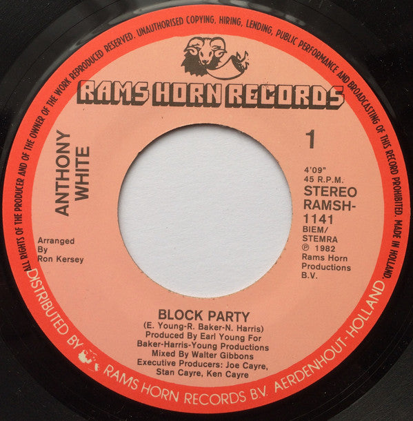 Anthony White : Block Party (7", Single)