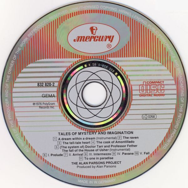 The Alan Parsons Project : Tales Of Mystery And Imagination (CD, Album, RE, RM, PDO)