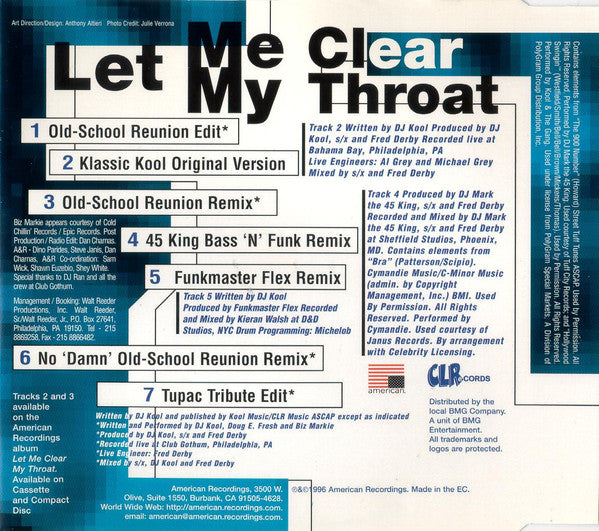 DJ Kool : Let Me Clear My Throat (CD, Maxi)