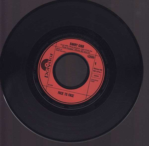 Barry Gibb Duet With Olivia Newton-John : Face To Face (7", Promo)