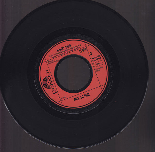 Barry Gibb Duet With Olivia Newton-John : Face To Face (7", Promo)