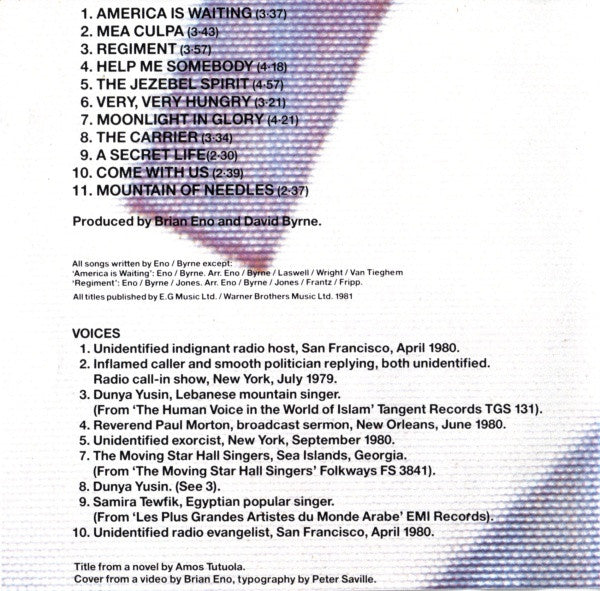 Brian Eno - David Byrne : My Life In The Bush Of Ghosts (CD, Album, RE, Swi)