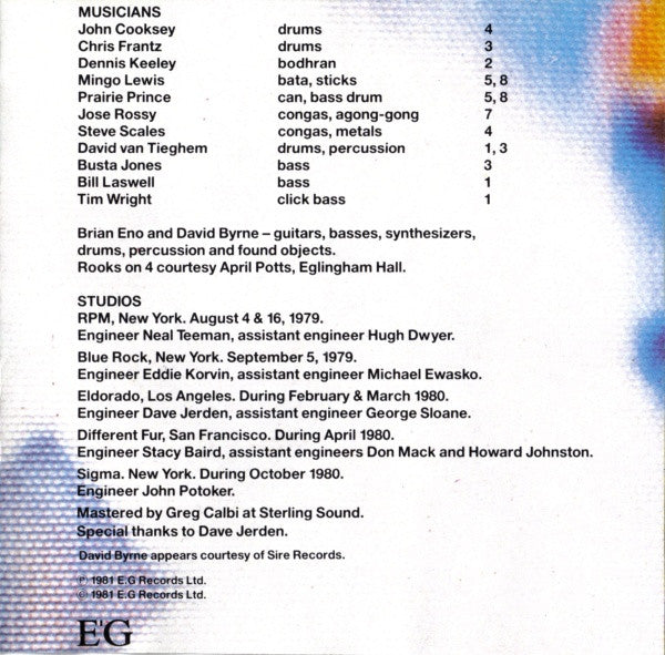 Brian Eno - David Byrne : My Life In The Bush Of Ghosts (CD, Album, RE, Swi)