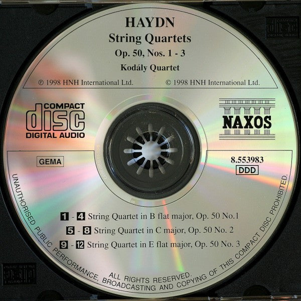 Joseph Haydn - Kodály Quartet : String Quartets "Prussian" - Op. 50 - Nos. 1 - 3 (CD, Album)
