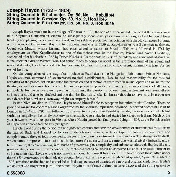 Joseph Haydn - Kodály Quartet : String Quartets "Prussian" - Op. 50 - Nos. 1 - 3 (CD, Album)