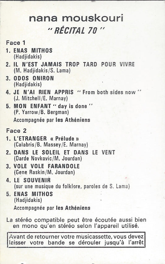 Nana Mouskouri : Récital 70 (Cass, Album)
