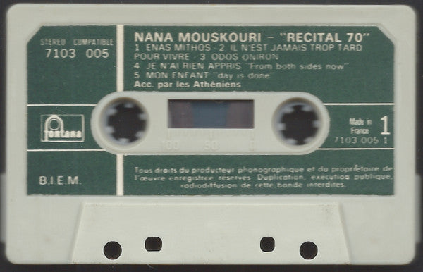 Nana Mouskouri : Récital 70 (Cass, Album)