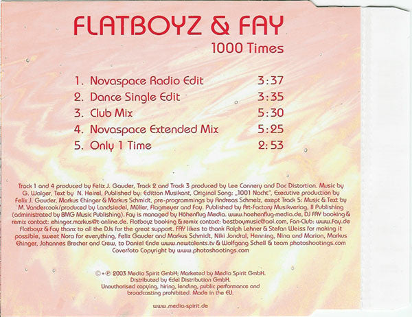 Flatboyz & Fay : 1000 Times (CD, Maxi)