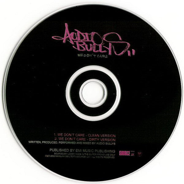 Audio Bullys : We Don't Care (CD, Single, Promo)