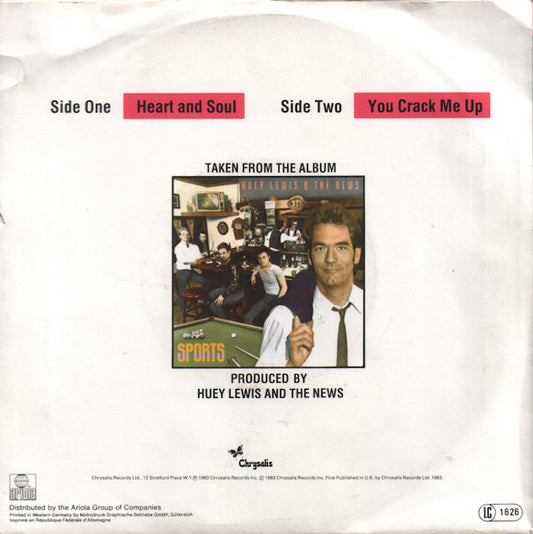Huey Lewis & The News : Heart And Soul (7", Single)