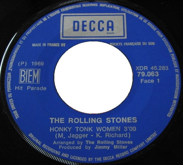 The Rolling Stones : Honky Tonk Women / You Can't Always Get What You Want (7", Single, Pri)