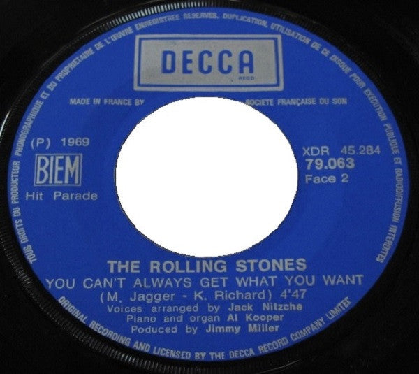The Rolling Stones : Honky Tonk Women / You Can't Always Get What You Want (7", Single, Pri)
