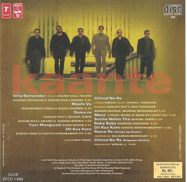 Anand Raj Anand, Lucky Ali, Vishal & Shekhar : Kaante (CD, RP)