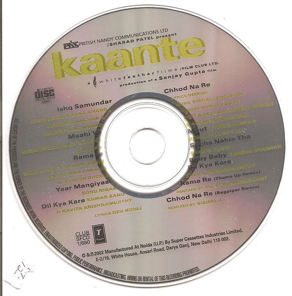 Anand Raj Anand, Lucky Ali, Vishal & Shekhar : Kaante (CD, RP)