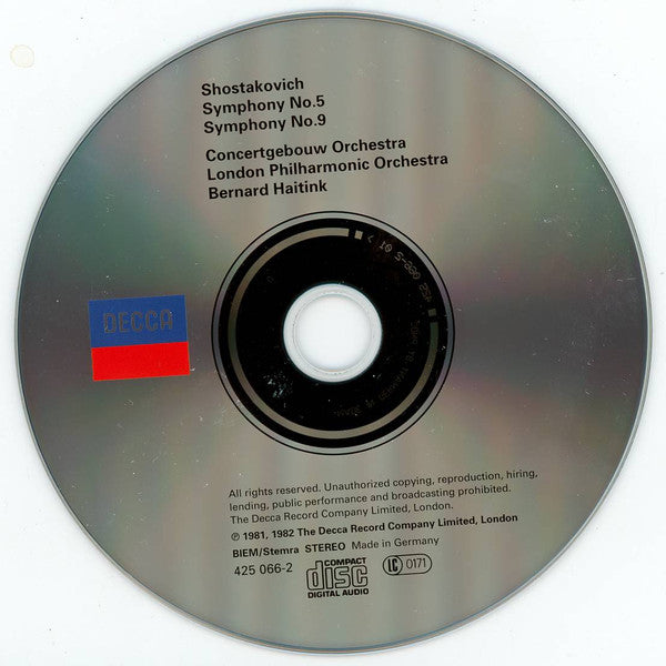 Dmitri Shostakovich, Concertgebouworkest, London Philharmonic Orchestra, Bernard Haitink : Symphony No. 5 / Symphony No. 9 (CD, Comp)