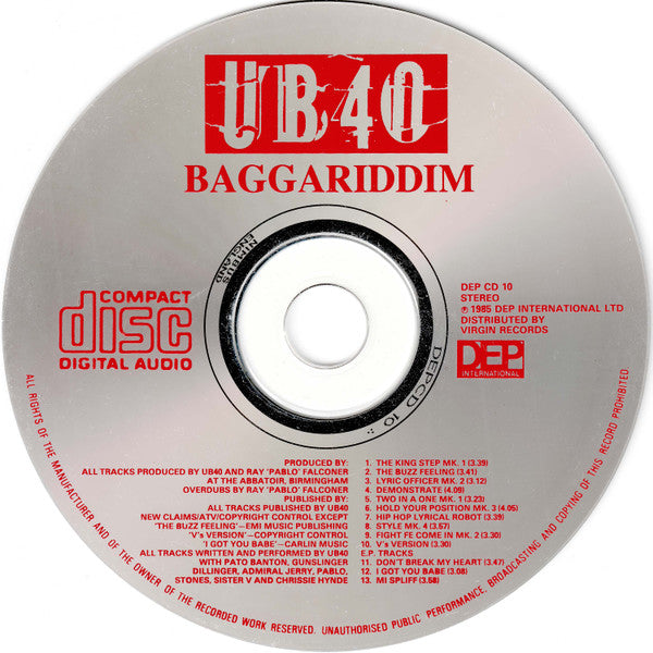 UB40 : Baggariddim (CD, Album)
