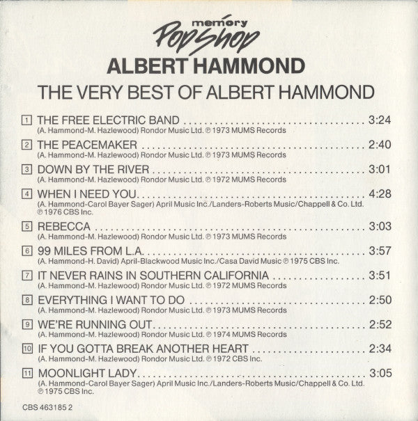 Albert Hammond : The Very Best Of Albert Hammond (CD, Comp)