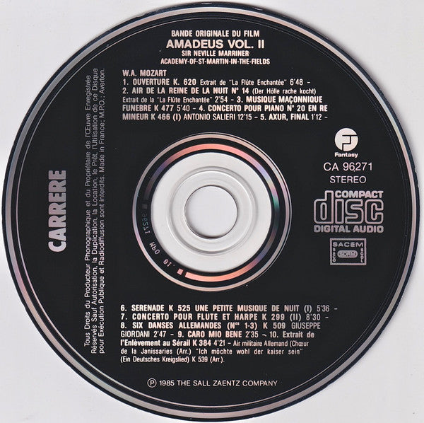 Sir Neville Marriner, The Academy Of St. Martin-in-the-Fields : Amadeus Volume 2 (More Music From The Original Soundtrack Of The Film) (CD, Album)
