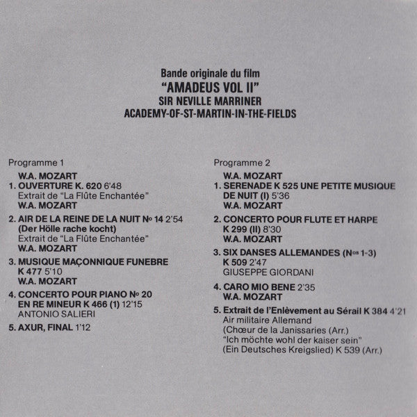Sir Neville Marriner, The Academy Of St. Martin-in-the-Fields : Amadeus Volume 2 (More Music From The Original Soundtrack Of The Film) (CD, Album)