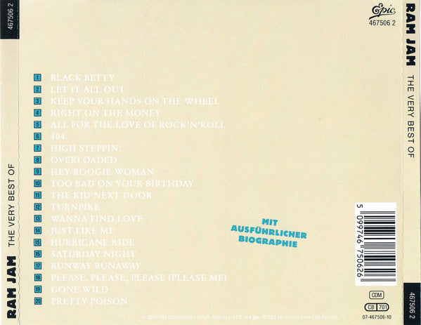 Ram Jam : The Very Best Of (CD, Comp, RE, RP)