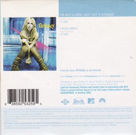 Britney Spears : I'm Not A Girl, Not Yet A Woman (CD, Single, Car)